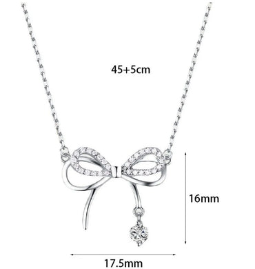 Sterling Silver Elegant Simple Style Bow Knot Plating Pendant Necklace