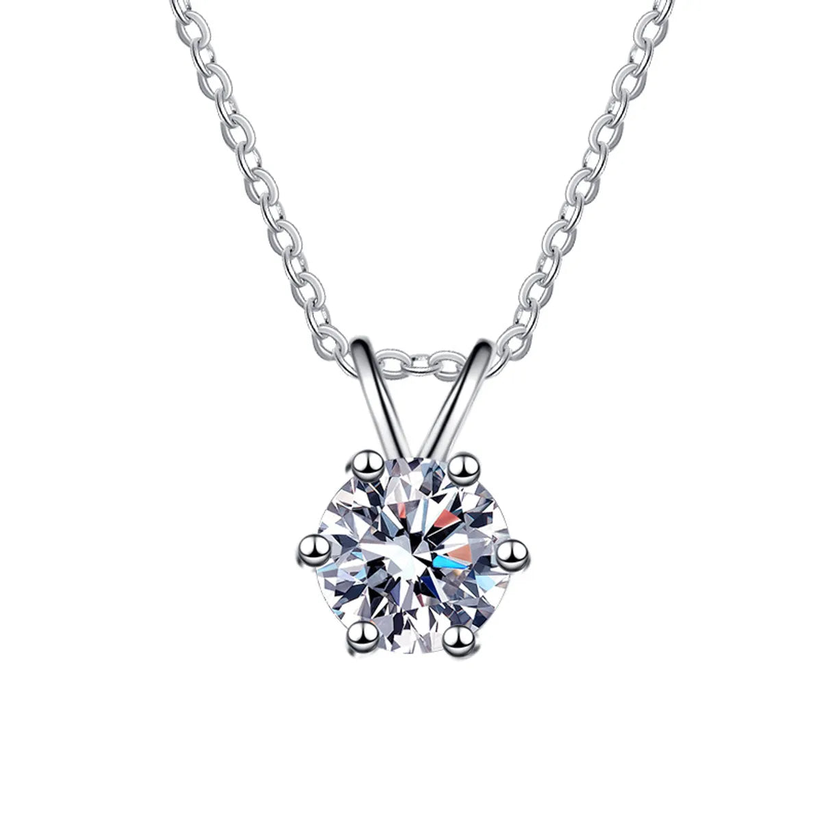 Sterling Silver Elegant Simple Style Geometric GRA Moissanite Zircon Pendant Necklace