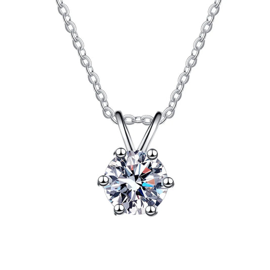 Sterling Silver Elegant Simple Style Geometric GRA Moissanite Zircon Pendant Necklace