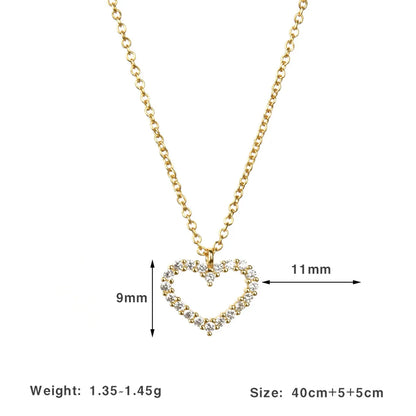 Sterling Silver Elegant Simple Style Heart Shape Zircon Pendant Necklace