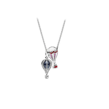 Sterling Silver Elegant Simple Style Inlay Hot Air Balloon Zircon Pendant Necklace