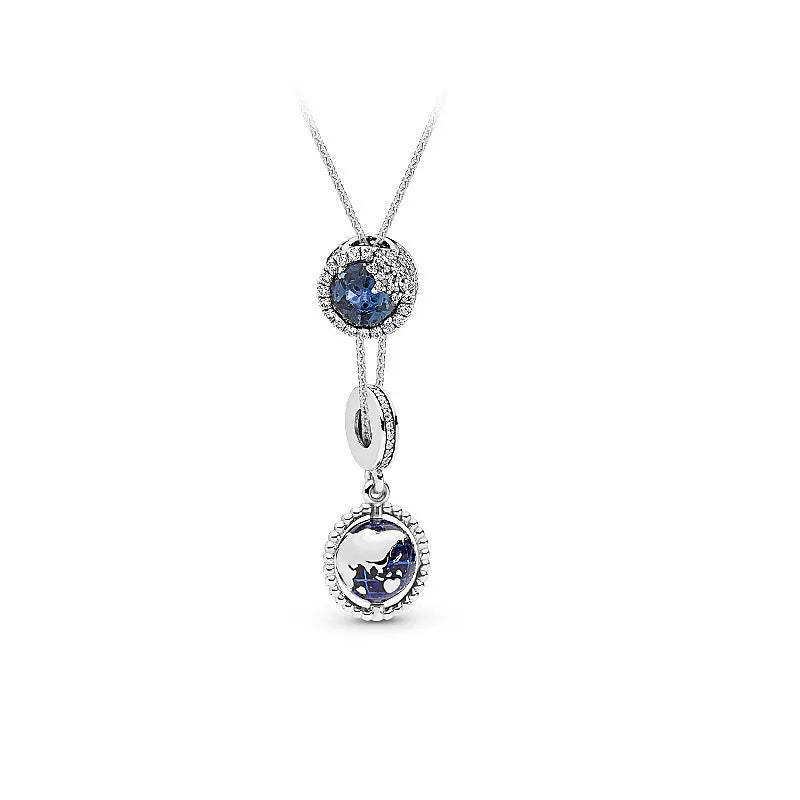 Sterling Silver Elegant Simple Style Inlay Hot Air Balloon Zircon Pendant Necklace