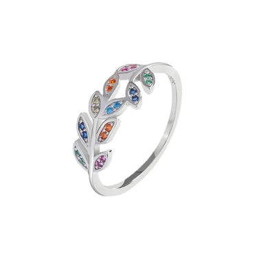 Sterling Silver Elegant Simple Style Leaf Plating Rings