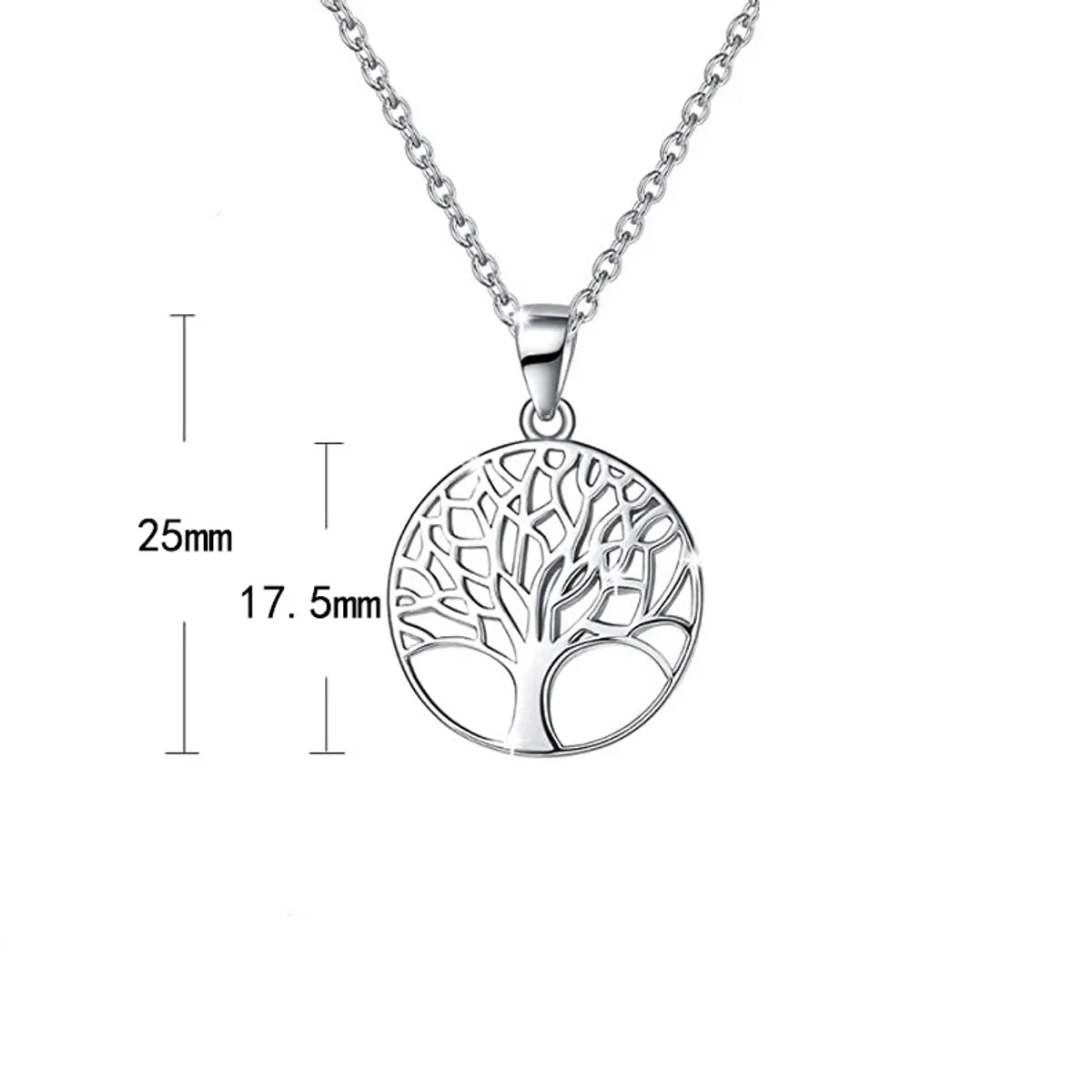 Sterling Silver Elegant Simple Style Life Tree Plating Pendant Necklace Necklace Pendant