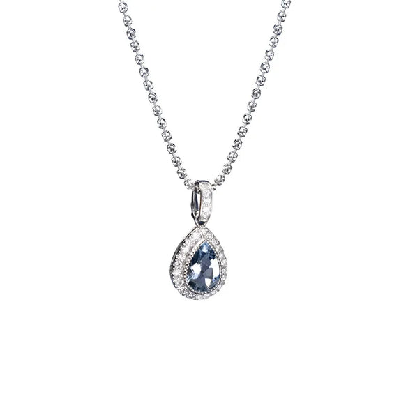 Sterling Silver Elegant Simple Style Water Droplets Plating Inlay Gem Zircon Pendant Necklace