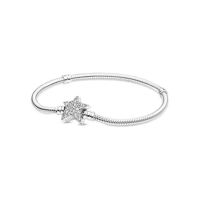 Sterling Silver Elegant Star Heart Shape Zircon Bracelets