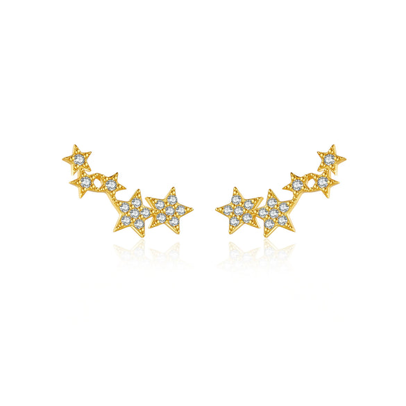 925 Sterling Silver Fivepointed Star Ear Studs For Women With Electroplating In Cold And Simple Style