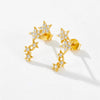 925 Sterling Silver Fivepointed Star Ear Studs For Women With Electroplating In Cold And Simple Style
