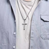 925 Sterling Silver Flat Cross Pendant Necklace Geometric Electroplated Cross Chain Light Luxury Cold Style Unisex Necklace