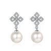 925 Sterling Silver Flower Earrings With Moissanite And Freshwater Pearl Natural Floral Electroplated Stud Earrings For Women