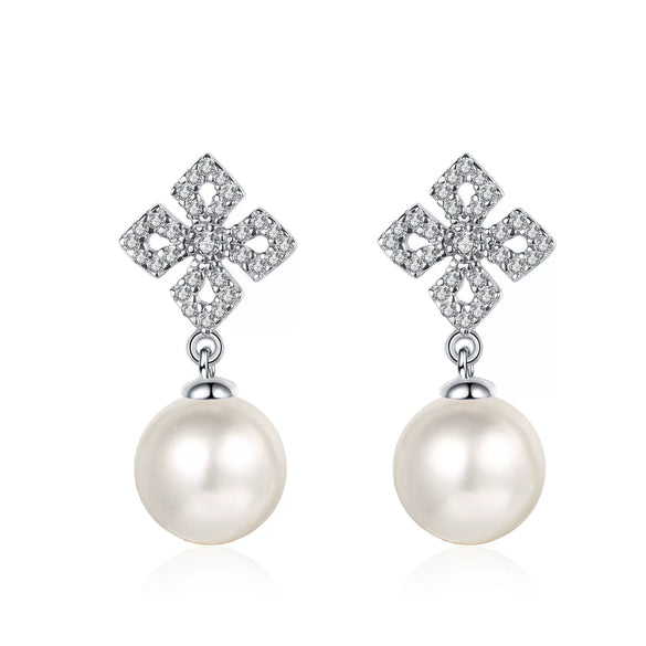 925 Sterling Silver Flower Earrings With Moissanite And Freshwater Pearl Natural Floral Electroplated Stud Earrings For Women