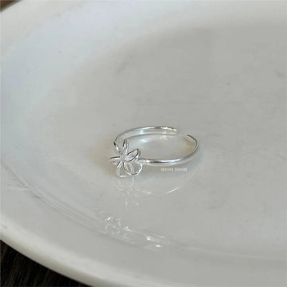 Sterling Silver Flower Open Rings