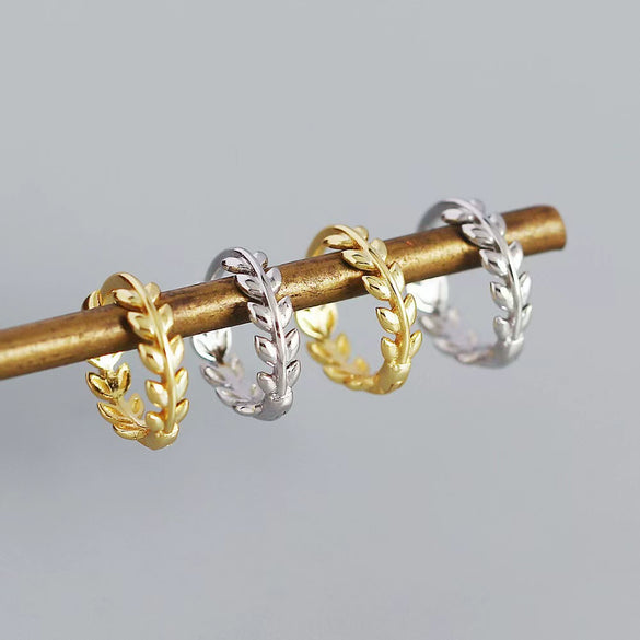 925 Sterling Silver Flower Pattern Fashion Exquisite Single Earrings With Leaves And Plain Ring Ear Buckle Seiko Crafted