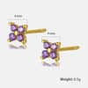 Sterling Silver Flower Stud Earrings With Zircon Inlay Geometric Pattern Electroplated