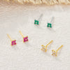 Sterling Silver Flower Stud Earrings With Zircon Inlay Geometric Pattern Electroplated