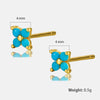 Sterling Silver Flower Stud Earrings With Zircon Inlay Geometric Pattern Electroplated