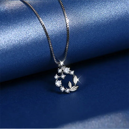 Sterling Silver Flower Wreath Pendant Necklace