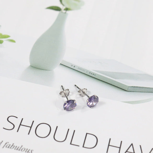 Sterling Silver Four Claw Diamond Zircon Stud Earrings With Geometric Design Sweet Jewelry For Women And Men Wholesale