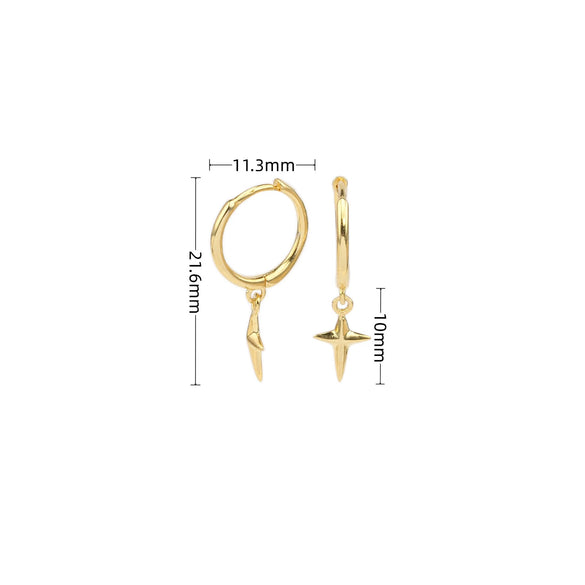 Sterling Silver Four Corner Star Niche Style Earrings
