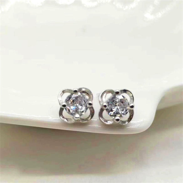925 Sterling Silver Four Leaf Clover Earrings With Hollow Leaf Design And Diamond Accents For Women And Unisex Fashion Jewelry