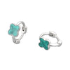 925 Sterling Silver Four Leaf Geometric Ear Buckle Earrings For Women With Enamel Finish And Electroplated Craftsmanship