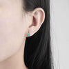 925 Sterling Silver Four Leaf Geometric Ear Buckle Earrings For Women With Enamel Finish And Electroplated Craftsmanship