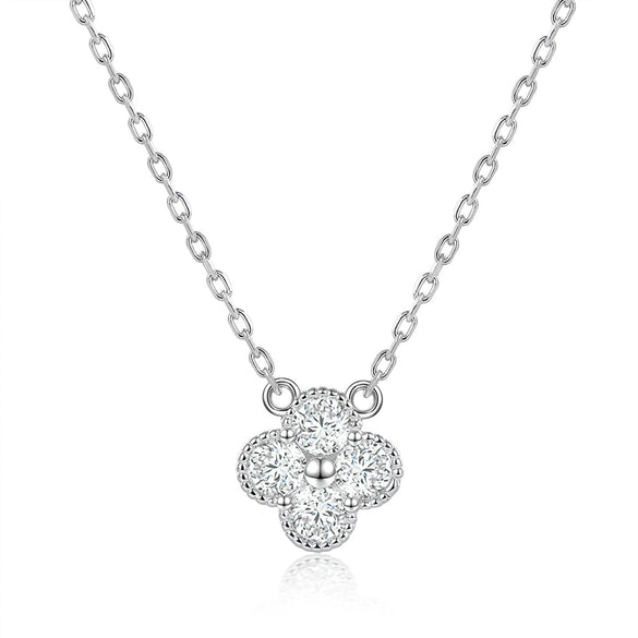 925 Sterling Silver Fourleaf Clover Bracelet Inlaid With Ice Flower Cut High Carbon Diamond Seiko Craft