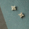 Sterling Silver Fourleaf Clover Flower Shape Earrings For Women 14K Goldplated With Fourdiamond Zircon