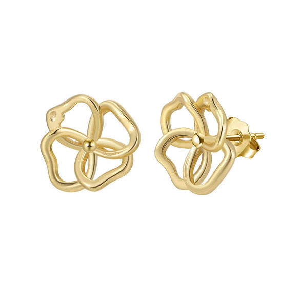 Sterling Silver Fourleaf Clover Geometric Electroplated Women's Earrings