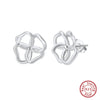 Sterling Silver Fourleaf Clover Geometric Electroplated Women's Earrings