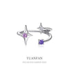 925 Sterling Silver Fourpointed Star Ring For Women Electroplated Cold Style