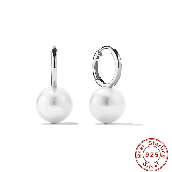 Sterling Silver Geometric Baroque Pearl Earrings For Women