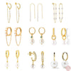 Sterling Silver Geometric Baroque Pearl Earrings For Women