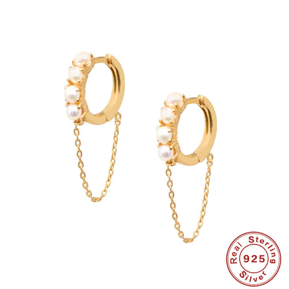 Sterling Silver Geometric Baroque Pearl Earrings For Women