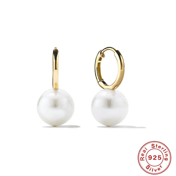 Sterling Silver Geometric Baroque Pearl Earrings For Women