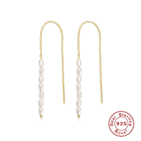 Sterling Silver Geometric Baroque Pearl Earrings For Women