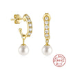 Sterling Silver Geometric Baroque Pearl Earrings For Women