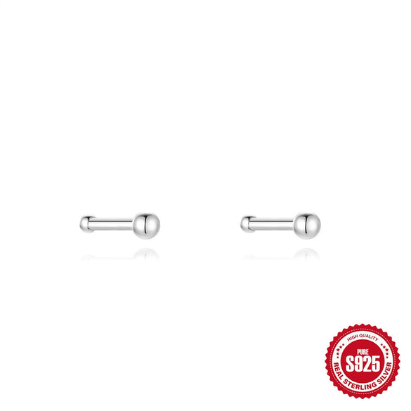 Sterling Silver Geometric Beads Zircon Ear Studs Electroplated Unisex Daily Ear Piercing Earrings