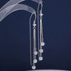 925 Sterling Silver Geometric Cat's Eye Tassel Ear Line Earrings For Women Elegant Long Dangle Niche Design