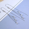 925 Sterling Silver Geometric Cat's Eye Tassel Ear Line Earrings For Women Elegant Long Dangle Niche Design