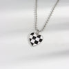 Sterling Silver Geometric Chessboard Heart Pendant Necklace For Women Minimalist Sweater Chain With Niche Design
