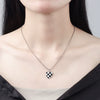 Sterling Silver Geometric Chessboard Heart Pendant Necklace For Women Minimalist Sweater Chain With Niche Design