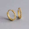 925 Sterling Silver Geometric Circle Zircon Inlay Earrings For Women With Diamond Cut Trendy Hoop Style