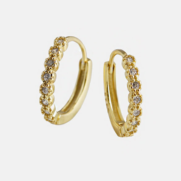 925 Sterling Silver Geometric Circle Zircon Inlay Earrings For Women With Diamond Cut Trendy Hoop Style