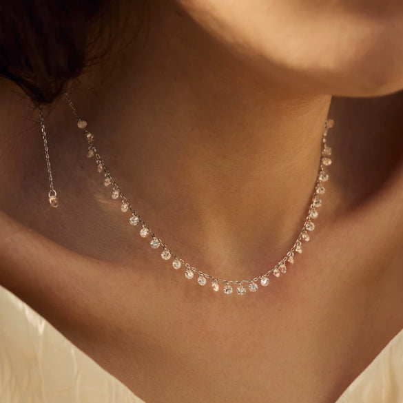 Sterling Silver 925 Geometric Clavicle Chain Necklace For Women Electroplated