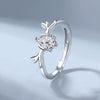 925 Sterling Silver Geometric Couple Rings Adjustable Open Band Electroplated Simple Fashion Ring Set For Women And Men