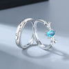 925 Sterling Silver Geometric Couple Rings Adjustable Open Band Electroplated Simple Fashion Ring Set For Women And Men
