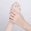 925 Sterling Silver Geometric Couple Rings Minimalist Electroplated Adjustable Open Band Ring Set For Men And Women