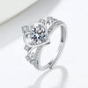 Sterling Silver Geometric Crown Ring For Women Adjustable Open Band Electroplated Proposal Couple Ring