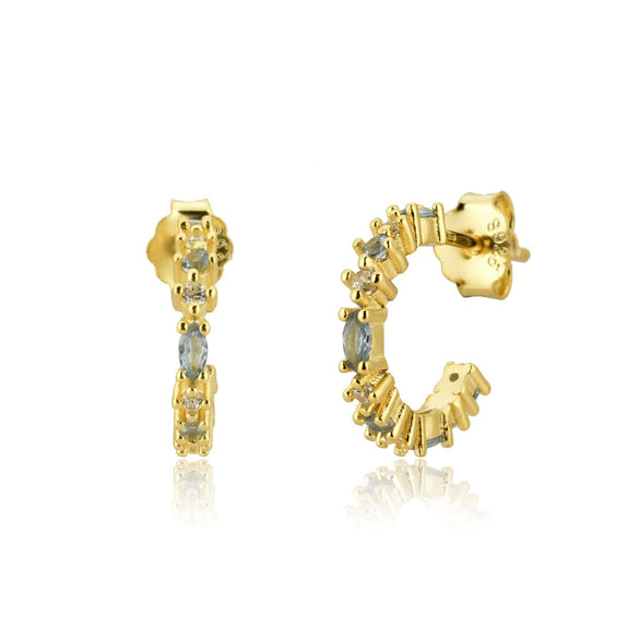 925 Sterling Silver Geometric Cshaped Electroplated Platinum Or 18K Gold Unisex Earrings